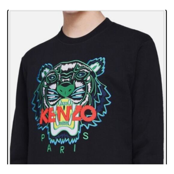 Kenzo Paris RARE Classic Tiger Men Graphic Black Sweatshirt